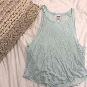 Light blue VS pink workout top